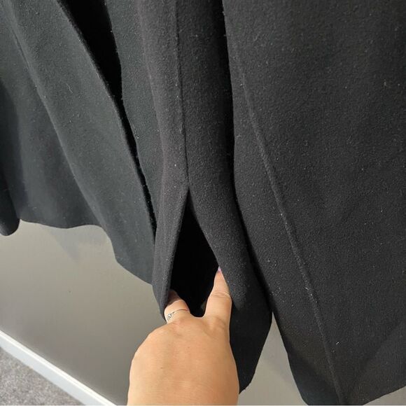 Eileen Fisher Black Stand Collar Open Front Wool/Cashmere Blend Jacket Small - Picture 6 of 12